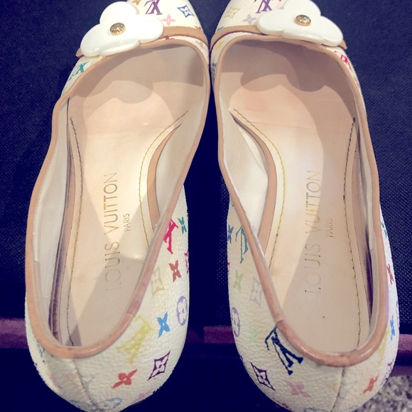 100% Authentic Louis Vuitton White Multicolor ballet flats (used) - Picture 4 of 7